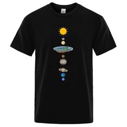 T-shirts pour hommes Système solaire cosmique Planètes Imprimer manches courtes Hommes Street Casual Tee Vêtements Lâche Surdimensionné T-shirt Mâle Été Coton Tops