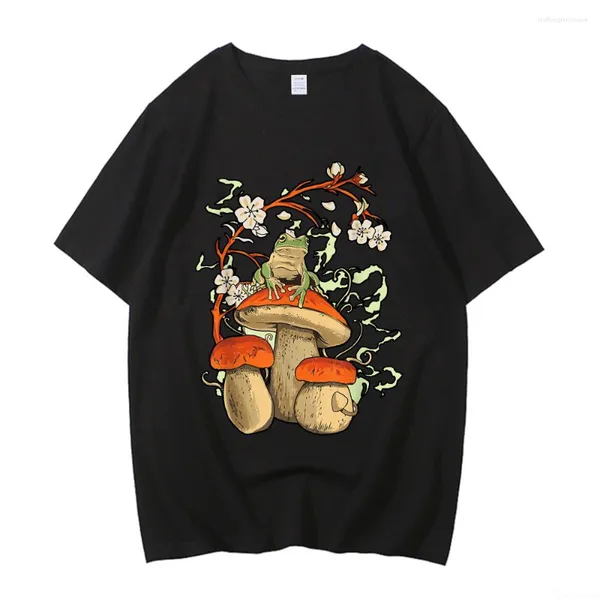 T-shirts pour hommes Cottagecore Esthétique Champignon Dark Academia Grenouille Haute Qualité Coton Taille UE T-shirts Été Hommes Tshirt Manga Drôle Mâle