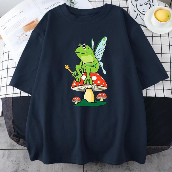 T-shirts pour hommes Cottagecore Grenouille Fairycore Champignon Goblincore T-shirt Hommes Personnalité Coton T-Shirt Respirant Haut D'été Doux Tee Vêtements