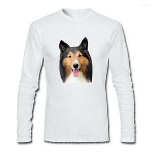 T-shirts pour hommes Coton Casual Hommes Manches longues Shetland The Sheepdog Collie Dog Imprimer T-shirts Mode Mâle Tops Hip Hop Anime Tee Shirt