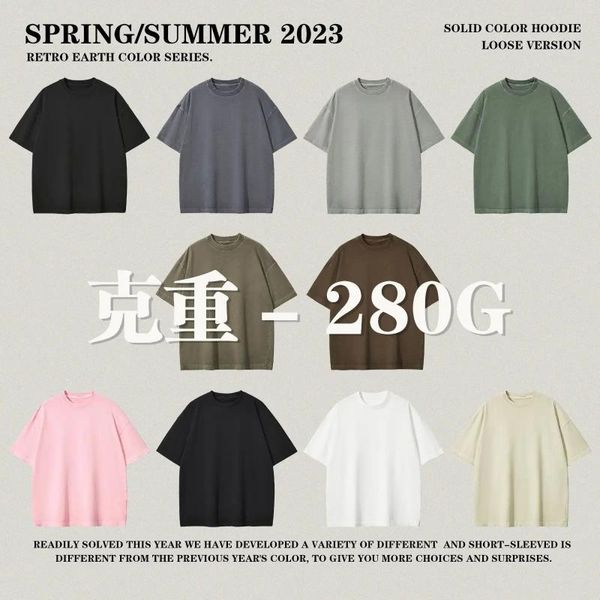 T-shirts pour hommes Cotton Fashion Short Sleeve and Women's Spring Summer Color Color T-shirt Neutral Vintage