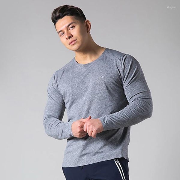 T-shirts pour hommes coton Gym course chemise Sport hommes à manches longues entraînement t-shirts Fitness haut T-shirt