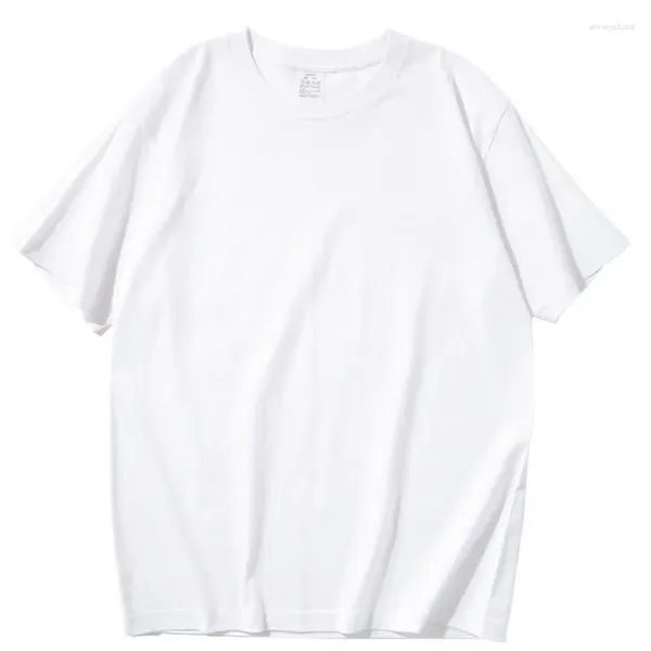 T-shirts pour hommes coton lourd couleur unie à manches courtes T-shirt blanc moitié imperméable pour hommes et femmes