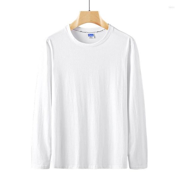 T-shirts pour hommes en coton Boutique haut de gamme Mode pour hommes T-shirt de couleur grande taille à manches longues Chemise à bas blanc Noir