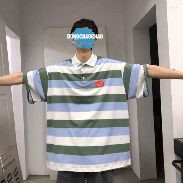 Camisetas de algodón con solapa para hombre, camiseta de manga corta, informal, de gran tamaño, a la moda, estilo coreano, 2023