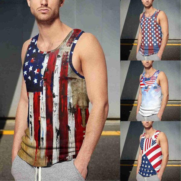 Camisetas para hombres Algodón Manga larga Hombres Hombres Día de la Independencia Bandera estadounidense Impresión digital 3D Cuello superior para hombres Papel de transferencia de calor para camisetas L230713