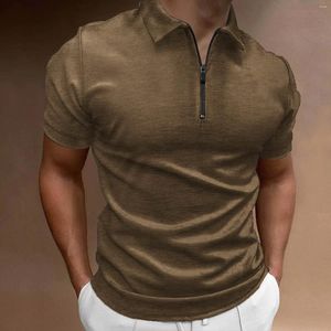 Heren T-shirts Katoenen trainingsshirt met lange mouwen en zak voor heren Heren compressie Effen mannelijke rits kort