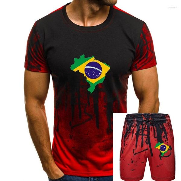 Camisetas de algodón para hombre, camisetas clásicas de Hip Hop, ropa de calle, camiseta Unisex con bandera del mapa de Brasil 2023