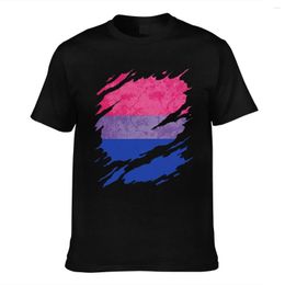 Heren t shirts katoen o-neck geprinte t-shirt biseksuele trots vlag gescheurd casual korte cn (oorsprong) kwalted