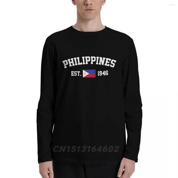 Camisetas de hombre Bandera de Filipinas de algodón con EST. Año Manga larga Otoño Hombres Mujeres Ropa unisex LS Camiseta Tops Camisetas