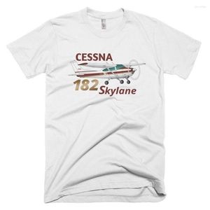 Camisetas con estampado de algodón para hombre, camiseta de avión Cessna 182 Skylane (marrón/dorado) de verano para hombre, camiseta personalizada con camiseta N #