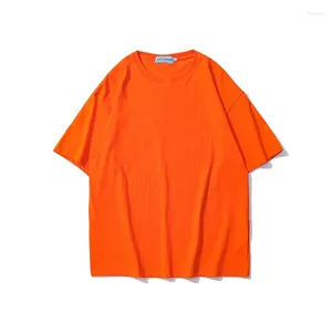 T-shirt à manches courtes pour hommes, en coton, polyvalent, à la mode, ample, col rond, peut imprimer un Logo, couleur unie, vierge, vente en gros