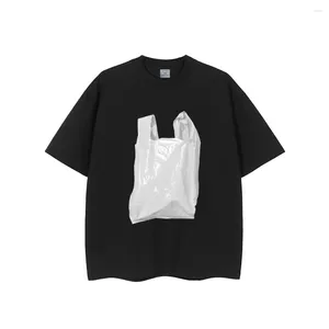 Camisetas masculinas algodón de algodón eco bag estampado de manga corta camisa adolescente de moda vintage harajuku top top street camisetas