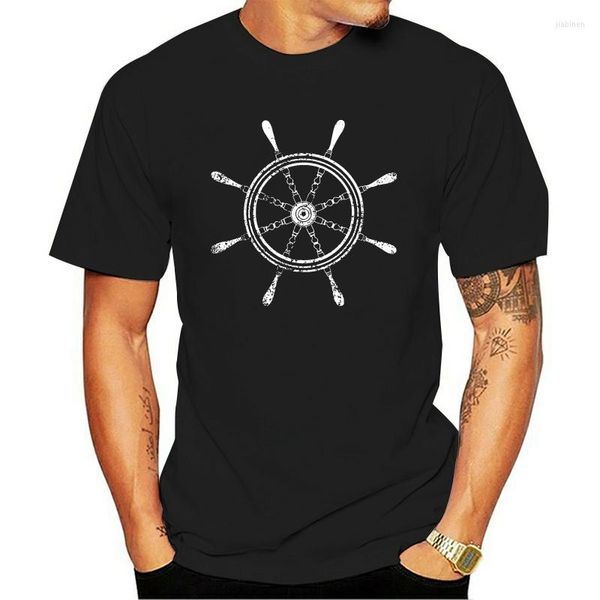 T-shirts pour hommes T-shirt en coton Oldschool Nauticall Wheel I - Tattoo Boat Ship Sailing Anchor Star Sailor Summer Men Short Sleeve