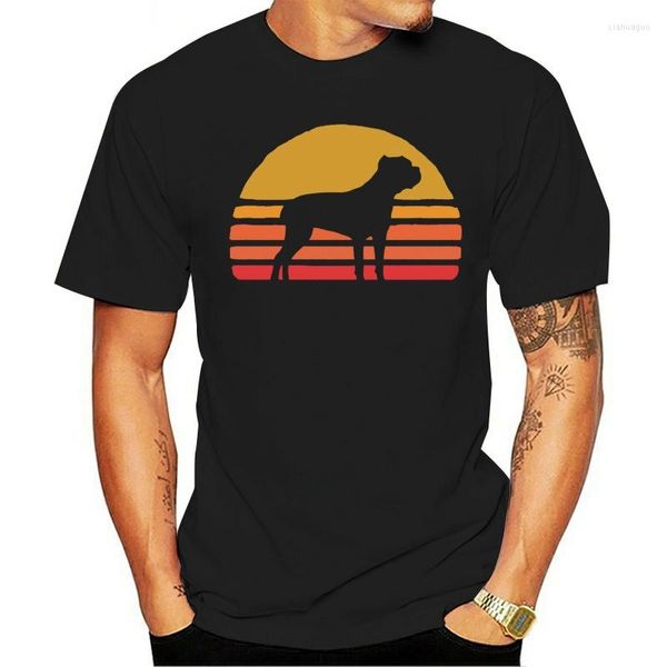 T-shirts pour hommes T-shirt en coton Summer Retro Sun Cane Corso Silhouette Crewneck pour les amoureux des chiens élégant