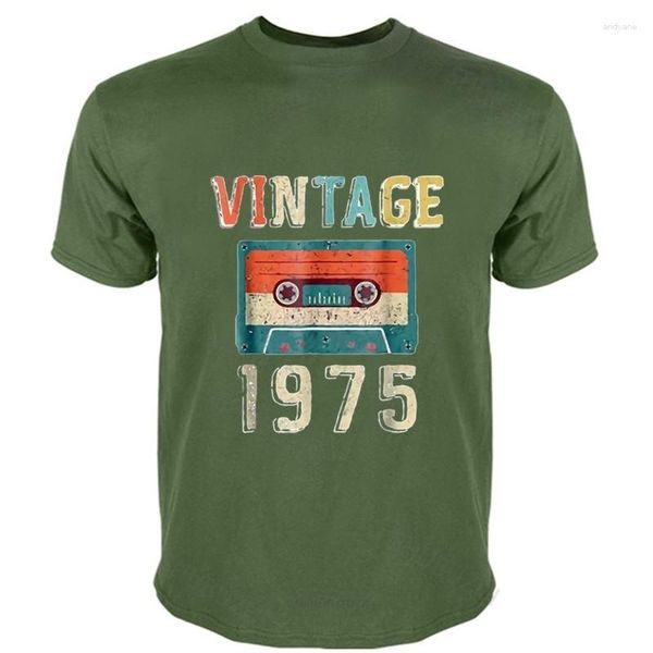 Hommes t-shirts coton t-shirt pour garçons marque de mode chemise hommes ample 46e anniversaire cadeau Vintage 1975 43 ans Mixtape