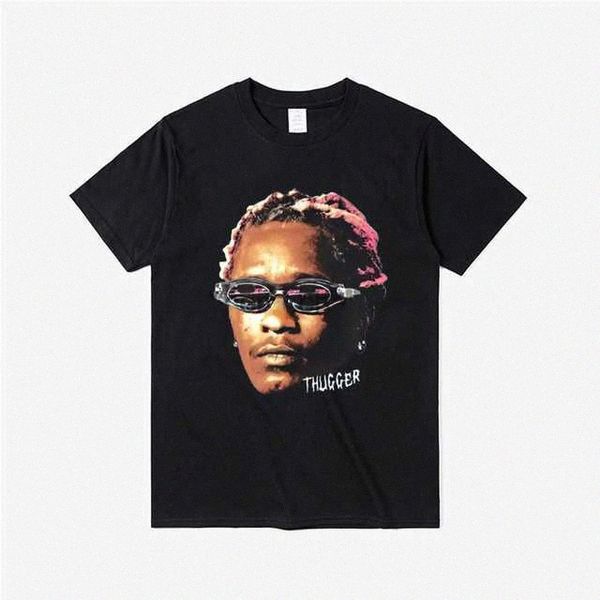 T-shirts pour hommes Coton Unisexe T-shirt Femmes Hommes Tee Young Thug Thugger Graphic T-shirt Rappeur Africain Style Hip Hop Tshirt U05D #
