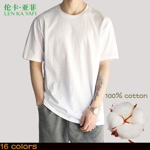 T-shirts T-shirts Katoen Wit Effen Basic T-shirt Man Zwart Zomer Korte Mouw Casual Mode 2021 Lente Merk Losse Klassieke Solid XXL