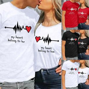 Camisetas para hombre, camiseta para parejas, camiseta de algodón, máquina de impresión, camiseta de diseño informal, camisetas personalizadas con diseño de amor para hombres