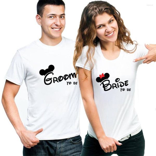 Camisetas de hombre, camiseta de pareja para ser novia, novio, camiseta de amante, regalo de aniversario, camiseta informal de manga corta a juego para hombre, ropa de mujer