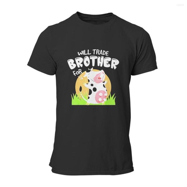 T-shirts pour hommes Cow - Will Trade Brother For Funny T-Shirt Black Wholesale Clothes Punk Kawaii Tops Plus Size Clothing 7086