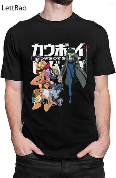 Camisetas masculinas Cowboy Bebop Anime Shirt Men Fashion Tee T-shirts de manga curta O Neck Tops Women Aesthetic Clothing Vintage 2023