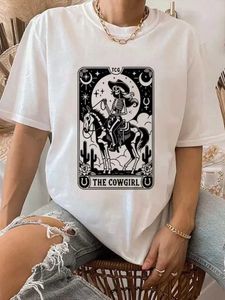 T-shirts voor heren cowboy meisje retro schattige zomer geprinte t-shirt top korte mouwen modieuze cartoon patroon casual stijl ronde nek stijl t-shirt.l2405