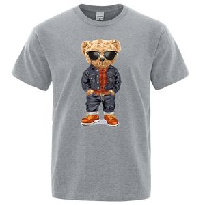 T-shirts pour hommes Cowboy Teddy Bear avec les mains dans les poches Hommes T-shirts en vrac d'été Streetwear Casual Tee Vêtements T-shirts Coton Respirant Tops 230606