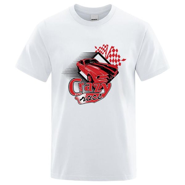 Camisetas para hombres Crazy Nace Red Racing Car Camiseta masculina Cómodo sudor Verano Algodón Hip Hop Ropa Patrón Ropa suelta para hombres