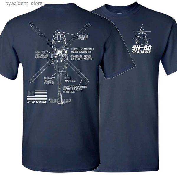 T-shirts pour hommes T-shirt d'hélicoptères embarqués SH-60 Seahawk au design créatif.T-shirt d'été à manches courtes et col rond pour homme, en coton, nouveau S-3XL, L240304