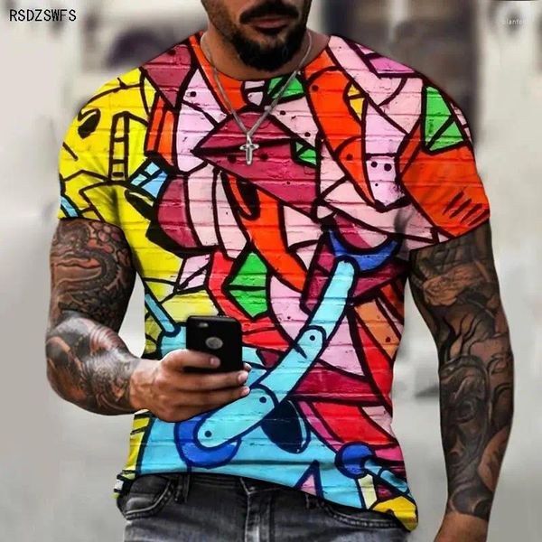 T-shirts pour hommes, créatif et amusant, impression tridimensionnelle en 3D, T-shirt coloré, surdimensionné 5XL, à la mode, 2024