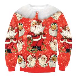 Camisetas para hombres Mujeres 2023 Suéter feo de Navidad para vacaciones Santa Elf Navidad Impreso Novedad Otoño Invierno Blusas Ropa