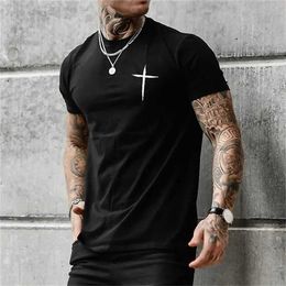 T-shirts masculins Cross 3D T-shirt pour hommes imprimés T-shirt Summer Tops T Short Slve O-Neck T-shirt surdimensionné Simple Casual Strt Vêtements T240505