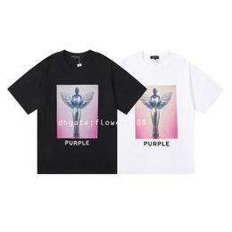 T-shirts voor heren grensoverschrijdend Amerikaans modemerk Purple Liberty Trophy Design Touch Gedrukt Dubbel gaas katoenen Korte mouw T-shirt unisex