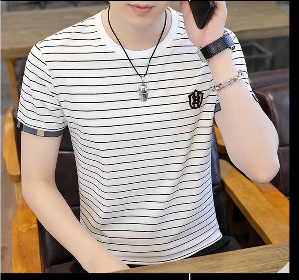 Herren T-Shirts Cross Border Plus Size Herren Baumwolle Gestreiftes Polo Sommer Kurzarm Revers Werbeshirt Lässiges T-Shirt