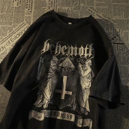 T-shirts voor herenkruisen Portret Korte mouwen T-shirt Men Loose ins Dark Style Chic Top Streetwear Oversized T-shirt Men Kleding Vintage 230411