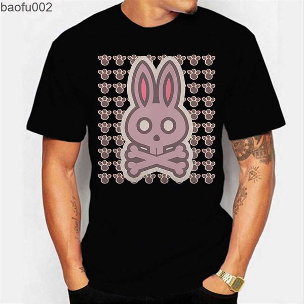 T-shirts pour hommes Crossbones Bunny Paws T-shirt pour hommes Hip Hop Streetwear Funny Tshirt Cotton Men Top Harajuku Tee Shirt for Male T-shirt Clothes W0322