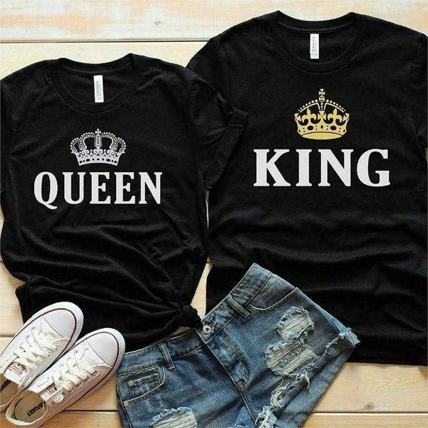 T-shirts pour hommes Crown Mens T-shirt Designer Marque Summer Fashion King Queen Imprimer Couple Lovers à manches courtes O Cou Lâche Tshirt Femme Homme Tee Tops Vêtements