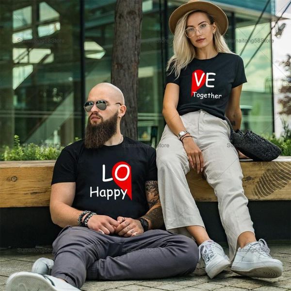 Hommes T-shirts Couronne Imprimer Couple Chemise Amoureux À Manches Courtes O-cou D'été Mode Décontractée Femmes Hommes Tee Tops Vêtements