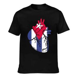 Camisetas para hombre Cuba Anatómico Forma de corazón Bandera del país Manga corta 100% algodón Camisetas Hombres Mujeres Ropa unisex Camiseta Tops Camisetas