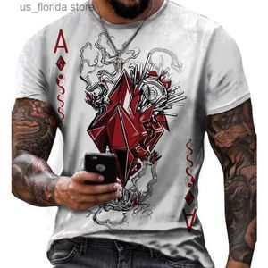 T-shirts voor heren Cube Ace T-shirt 3D bedrukt heren oversized zomer casual man Ts vintage ronde hals tops kort slve hiphop strtwear Y240314