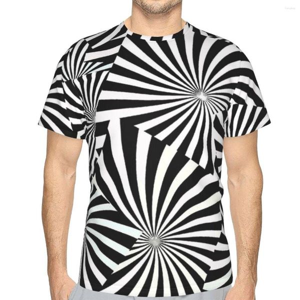 Camisetas de hombre con patrón de forro curvo, camiseta informal de poliéster, ropa de calle de estilo tridimensional 3D, camisa fina para hombre única