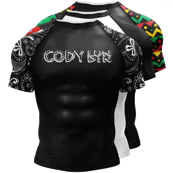 T-shirts pour hommes personnalisés Cody Lundin Man Skinny Polyester Combat BJJ Jiu Jitsu Rashguard Tees à manches courtes Impression Compression Training