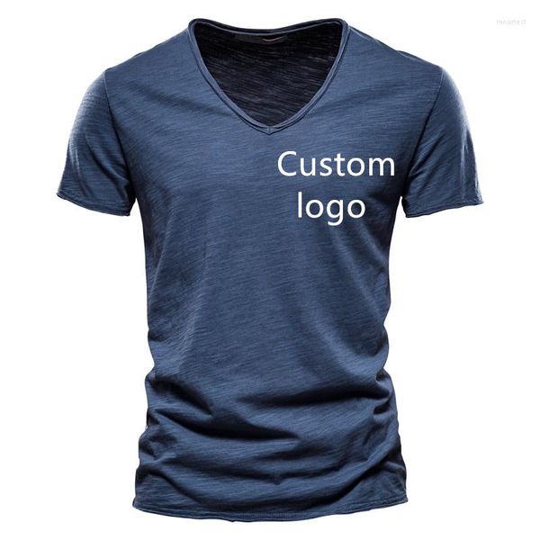 Camisetas para hombre con logotipo personalizado 2022, camisetas superiores para hombre, camiseta personalizada de manga corta de marca de calidad de algodón