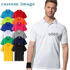 Camisetas para hombres Logotipo de logo personalizado Polo impreso Estapa de bordado Top de trabajo de algodón transpirable Equipo de ropa grande 4xl