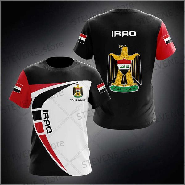 Camisetas para hombres Nombre personalizado Emblema de Irak Camisetas gráficas Verano Casual Jersey Moda para hombre Camisetas sueltas Boy de gran tamaño Mangas cortas Tops 6XL T231220