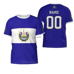 T-shirts pour hommes Nom personnalisé Numéro El Salvador Pays Drapeau T-shirts Vêtements T-shirt Hommes Femmes Tees Tops pour les fans de football de football Cadeau Taille américaine