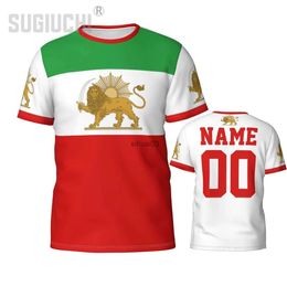 T-shirts pour hommes Nom personnalisé Numéro Emblème Lion et Soleil Drapeau de l'Iran T-shirts 3D pour hommes Femmes Tees Jersey Team Football Football Fans Cadeau T-shirt
