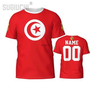 T-shirts pour hommes Nom personnalisé Numéro Emblème de Tunisie - T-shirts 3D pour hommes Femmes Tees Jersey Team Vêtements Football Football Fans Cadeau T-shirt