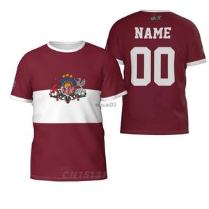 Heren T-shirts Aangepaste naam Nummer Letland Land Vlag T-shirts Kleding T-shirt Mannen Vrouwen Tees Tops Voor Voetbalfans Cadeau Amerikaanse maat